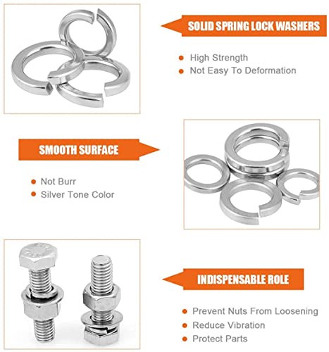 4# 6# 8# 10# 12# 1/4" 5/16" 3/8" 7/16" 1/2" 9/16" 5/8" 3/4" 304-Stainless Steel Split Lock Spring Washers Assortment Kit