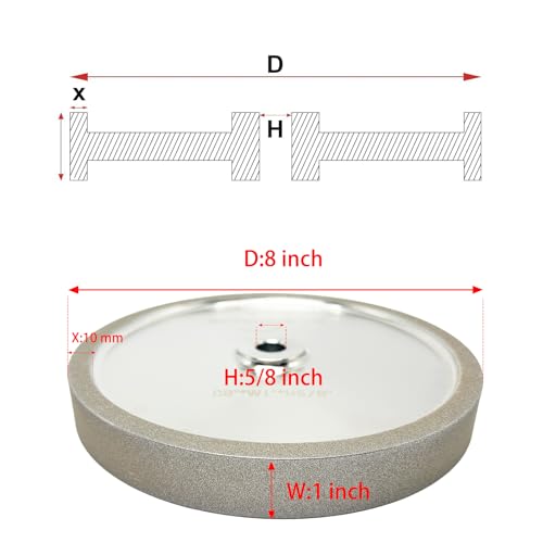 CBN Grinding Wheel 8 Inch for Bench Grinder, 5/8" Arbor, 1" Wide, 1000 Grit 1000.0