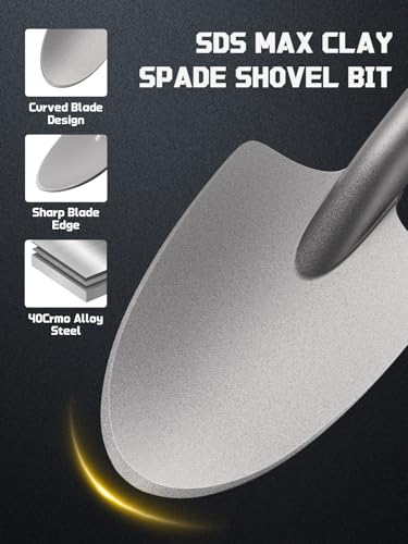 AZUNO SDS Max Clay Spade Shovel Bit, 4-1/2" x 17" Heavy-Duty 40CrMo Steel Shovel Bit for Rotary Hammer & Jack Hammer, for Digging in Clay, Soil, Gravel, Sandstone, Adobe