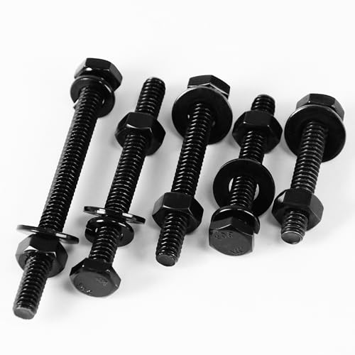 Mywish (10 Sets) 5/16-18 x 3" Hex Head Bolts and Nuts & 254Pcs Nuts and Bolts, 1/4 20 5/16 18 3/8 16 Bolt, Heavy Duty 304 Stainless Steel Bolts and Nuts Kit with Flat Spring Washers, Fully Threaded