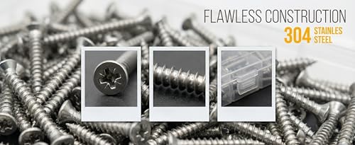 570Pcs Self Tapping Screws Assortment Set, M3/M4/M5/M6 304 Stainless Steel Sheet Metal Screws Kit, Phillips Drive Wood Screw Assortment 570pcs