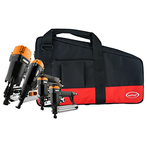 MELOTOUGH Heavy Duty Framing Nail Gun Tool Bag with Extra Storage Pockets Shoulder Strap Fits Hitachi NR83A,Drill Belt Clip,Drill Holder for Tool Belt,Drill Holster,Measuring Tape Holder(Red)
