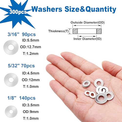 304 Stainless Steel Pop Rivets with Backup Rivets Washers Assortment Kit