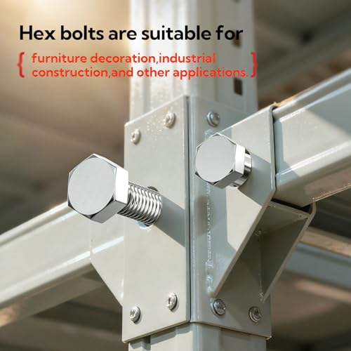 5PCS 1/2-13" x 6" 304 Stainless Steel Fully Threads Bolt, Hex Head Bolts with Nut Spacer and Spanner 1/2-13" x 6"