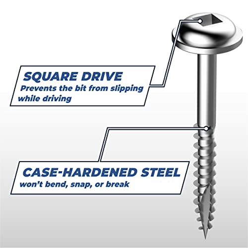 Kreg Zinc Pocket-Hole Screws - SML-F150-500 - 1-1/2 Inch - Fine Thread - Maxi-Loc Head - Indoor - 500 Count