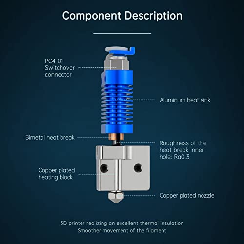 Bimetal Plated Copper Heater Block for CR10 Ender 3 V2 Pro Ender 5 Pro/Plus 3D Printer