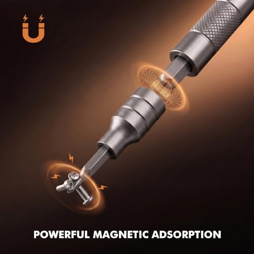 64-in-1 Ratchet Screwdriver Set with Detachable T-Handle, Magnetic Screwdriver Set, S2 Steel Bits and Sockets, Precision Multi Screwdriver Kit for Electronics, Furniture, DIY and Household Repairs