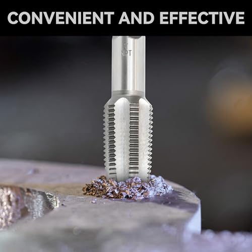 HFS(R) 6-piece NPT pipe tap set Machine Screw Imperial Tap and Die Bit Set，sizes includes 1", 3/4", 1/2", 3/8", 1/4", and 1/8" 6PCS:1", 3/4",1/2",3/8",1/4",1/8"