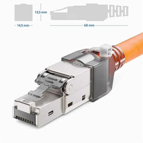 deleyCON CAT 6a Network Connector RJ45 LSA, Shielded, 10 Gbps, Pack of 24 | With LSA connection for rigid installation cable, LAN cable, network cable, CAT6a plug and metal housing 24 pieces