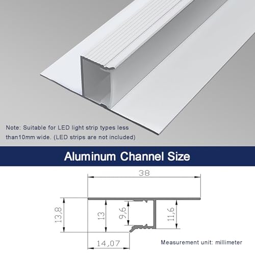 Trimless Recessed LED Aluminum Channel, Drywall LED Channels with Diffuser White, T Shape-Recessed,10Pack