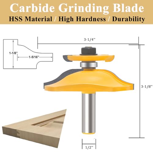 TAIWAIN 1/2-Inch Shank Tongue and Groove Flooring Router Bit Set 4 PCS, Wood Cabinet Milling Router Bits Sets Cutter, Woodworking Miter Carbide CNC Cutting Tool for Doors,Tables (5)