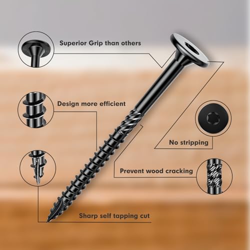 #14 x 4-1/2 Inch Heavy-Duty Outdoor Wood Screws 50Pcs + #14 x 4 Inch Hex Head Wood Structural Lag Screws 50Pcs