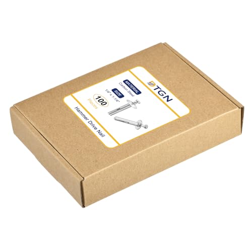 DTGN 1/4" x 1-1/4"(D x L) Hammer Drive Nail - 100Pack - Good for Concrete Drywall - Carbon Steel Drive Expansion Anchors - Silver 100