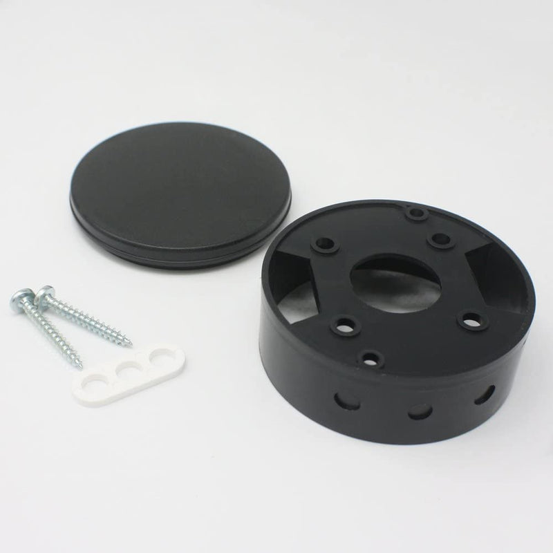 2x cover box ø 70x31mm plastic junction box matt incl. wood screws and 3-hole strain relief (black) black