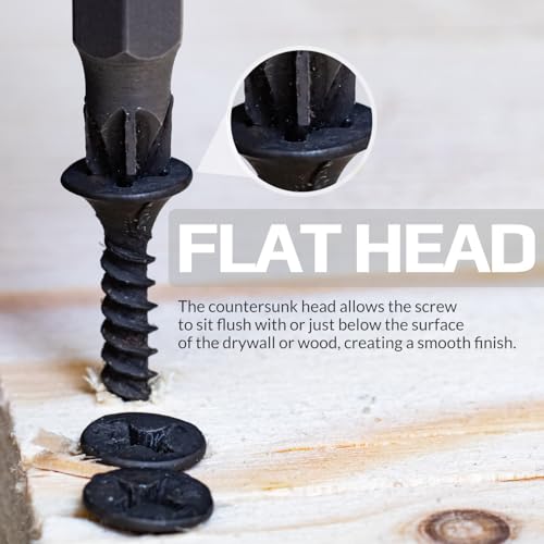 Drywall Screws 100mm (Pack of 200), Self Tapping Countersunk Flat Bugle Head Phillips Coarse Thread Sharp Point Black Phosphate Plaster Screw for Plasterboard & Wood (4.8mm x 100mm / 0.189" x 3.937") 4.8x100mm