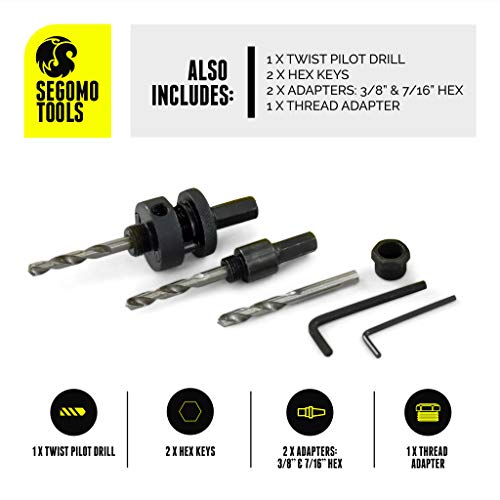 16 Piece General Purpose Bi-Metal Hole Saw Kit (3/4 Inch to 2 1/2 Inch) - HOLESAWSAE