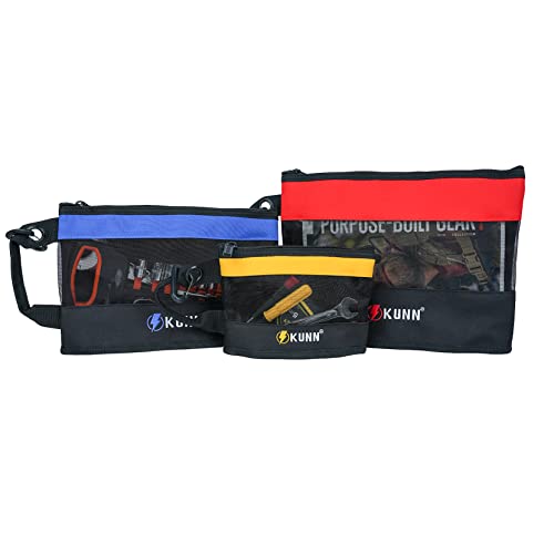 KUNN Electrician Tool Pouch with Waist Belt & Small Tool Bags Canvas Zipper Pouch
