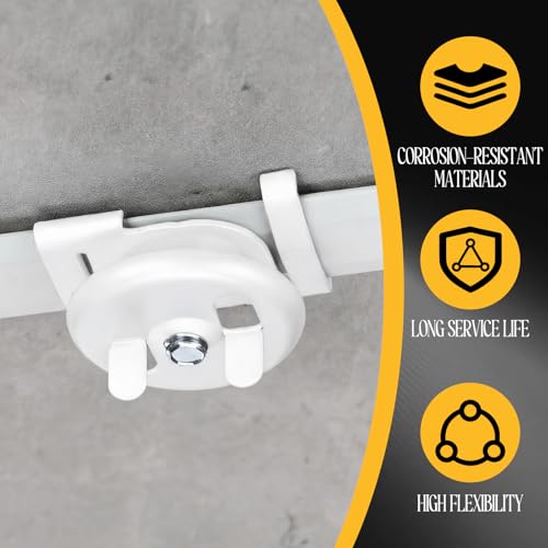 Silkfly 50 Pcs White Spring Steel T Bar to Electrical Fixture Twist Clip with Wing Nut, Mounting Clip for Installation of Suspended Drop Ceilings for 15/16 Inch T-Grid