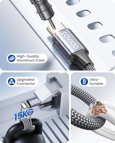Raviad USB Type C Cable 2 m Nylon Type C Charging Cable High Speed Sync Data Cable for Samsung Galaxy S10 / S9 / S8 / A5 (2017) / Note9 8 / Huawei P20 / P10 Honor View 10 Sony Xperia Pack of 3 gray 0.5 m +1 m + 2 m + 3 m 4