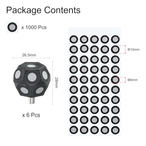 sourcing map 6 Pcs 3D Magnetic Ball Marker with 1000 Pcs 6x10mm 3D Scanning Markers 3D Tracking Dots Reference Point 3D Target Diffuse Reflection Markers 3D Scanner Turntable Compatible
