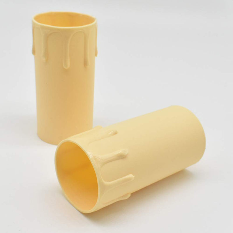 Pack of 3 E27 candle sleeves, ivory antique, 85 mm with drops ø 40 mm for chandelier socket, chandelier candle sleeve, vintage socket