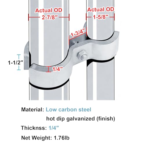2 PCS Heavy Duty Chain Link Fence Panel Clamp for 2-7/8"OD x 1-5/8"OD Pipe