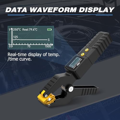 HVAC Digital Thermometer,LM55 HVAC Digital Temp Clamp for Heating and Cooling Systems,HVAC Thermometer with Real-Time Temp Measurement,Data Waveform Display,Measurement Range of -50~260℃