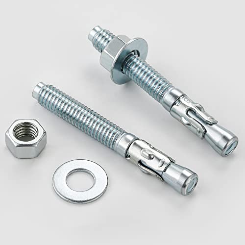 Wensilon 1/2x7" 10Pcs Inch Standard Fasteners for Heavy-Duty Zinc Wedge Anchors for Cement and Concrete 1/2x7" 10