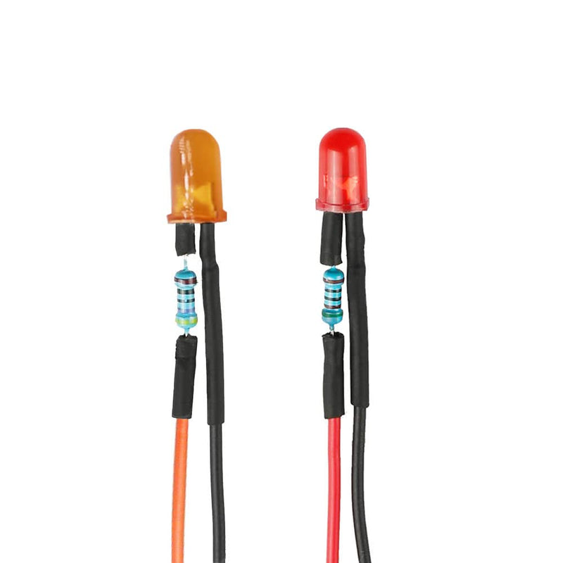 Yixisi Pack of 60 Pre-Wired LEDs, 12V 3mm Pre-Wired Diode Light, Diffuse Emitting Light Diode, Multi-Colour, Assorted Light, 20cm (Red, Yellow, Green, Blue, White, Orange, 10 Pieces each) Multicolor With Diffuser Colored Lens-60