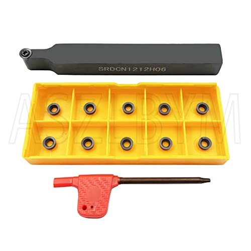 11pcs RCMT060204 MO Indexable Carbide Milling Inserts Blade Milling Cutter with 1/2"/12mm SRDCN1212H06 Indexable Carbide Milling Tool Holder Metal Lathe Cutting Tools