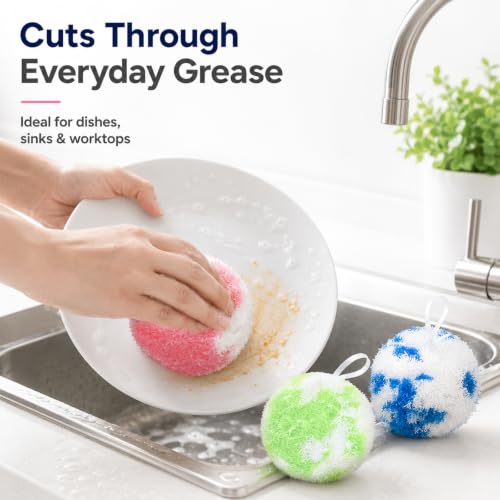 Bathroom Cleaning Ball Set of 3 Ceramic Sink Cleaning Brush Highly Efficient Cleaner for Sinks, Worktops, Tiles, Taps and Shower Heads