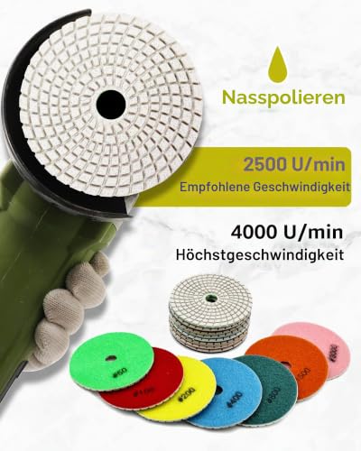 Wet Diamond Polishing Discs - 12 Pieces 100 mm Diamond Polishing Pad Grit 50 for Granite Marble Artificial Stone Quartz for Angle Grinder