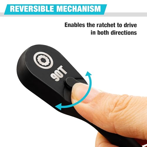 DURATECH Extra Long Handle 1/2-Inch Drive Ratchet, 90-Tooth Ratchet Wrench 1/2" with 15" handle