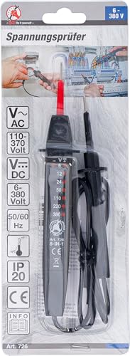 Kraftmann Voltage Tester, 6 V 726 | DC 6 - 12 - 24 - 110 - 220 - 380V | AC 110 - 220 - 370V | Double insulated tip 6 - 380 V
