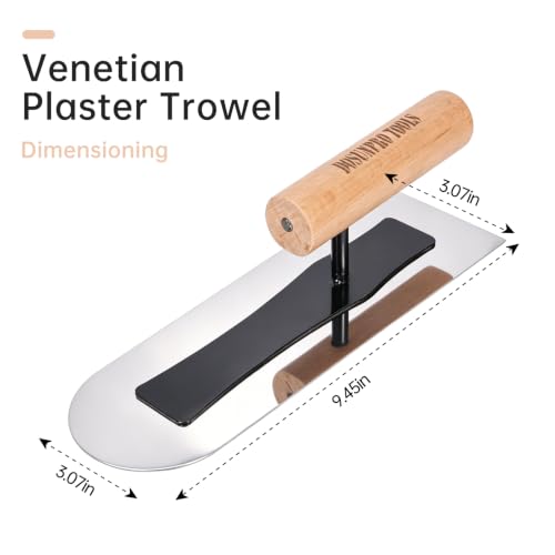 3-Pack Stainless Steel Venetian Plaster Japanese Finishing Trowels - Professional Art Paint & Plastering Hand Tools for Smooth Polished Walls