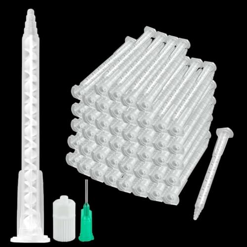 Dispensing Gun Kit Mixing Dispenser Gun with Mixing Nozzle Tip and 100 Pieces White Epoxy Mixing Tips Nozzles Straws Mixer