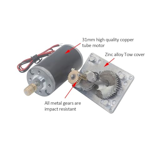 12V 8mm Shaft Worm Gear Motor, High Torsion Low Noise Metal Electric Turbo Speed Reduction Motor with Ball Bearing(12V 50RPM)