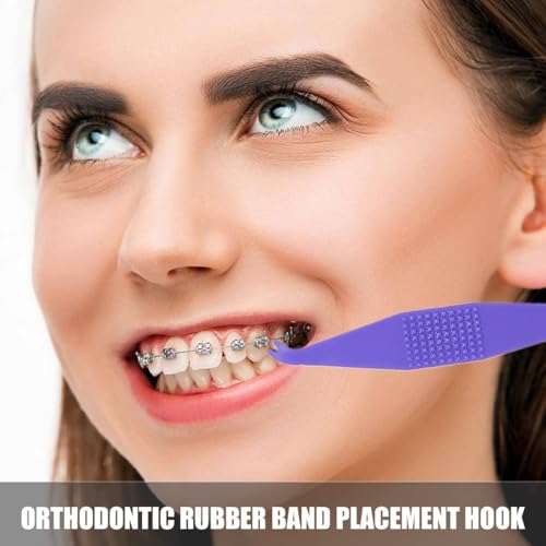 Pack of 10 Orthodontic Elastic Disposable Plastic Braces, Colorful Disposable Plastic Hooks for Orthodontics, Elastic Rope Hook, for Braces Dental Gaps Crooked