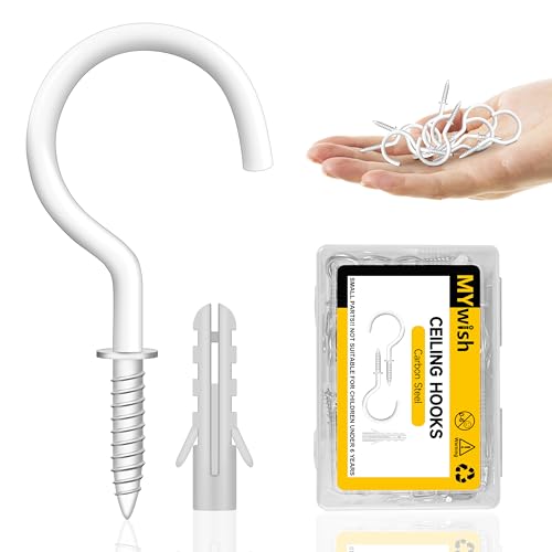 Mywish 100Pcs 1/4-20 Nut, T Nuts 4-Jaw Tee Nuts for Bolts and Stem Caster Wheels & 50-Pack White Screw in Hooks, Q-Hanger Hook Screws, 1-1/4" Metal Ceiling Hooks, Screw Hooks for Outdoor Hanging Mugs