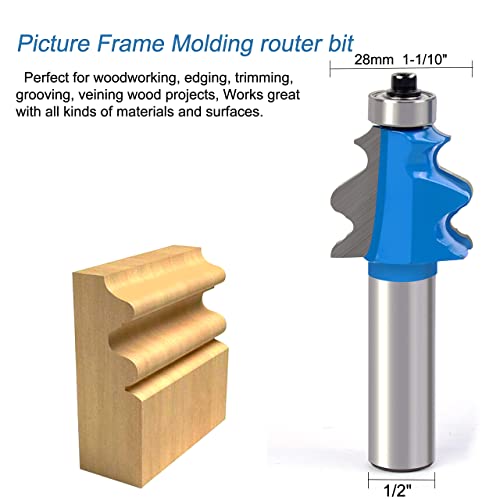 Newdeli 5Pcs Architectural Molding Router Bit Set 1/2" Shank Furniture Trim Molding Router Bits Bullnose Bead Column Face Molding Router Bit for Woodworking Tools