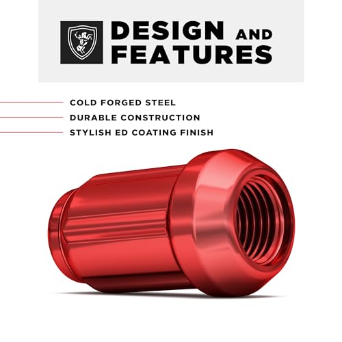 White Knight 3806RDT-20AM M12x1.25 Red 6 Spline Lug Nut with Key, 20 Pack (for AFTERMARKET Wheels with Smaller 0.80" Diameter Seating)