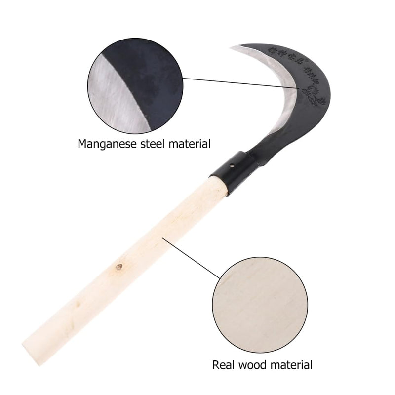 Yardwe Gardening Grass Manganese Steel Long Handle Weeding Tool for Easy Cultivation Sharp and Durable Hand Scythe with Comfortable Grip for Weeding