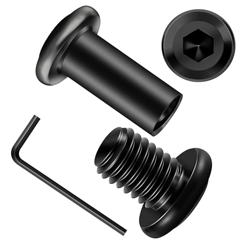 Mywish M8 x 12mm 20Pcs Flat Head Hex Socket Cap Screws Bolts & M8 x 12mm 20Set Flat Head Hex Socket Cap Screws Bolts with Barrel Nuts, 304 Stainless Steel Furniture Bolts Full Thread, Black Oxide & He