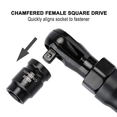 CASOMAN 8PCS 1/2-Inch Drive Pipe Plug Socket Set, Cr-Mo, SAE, Male/Female Set, 7/16", 1/2", 5/8", 9/16", Tapered Male Square Drive, Chamfered Female Square Drive 1/2"Dr.