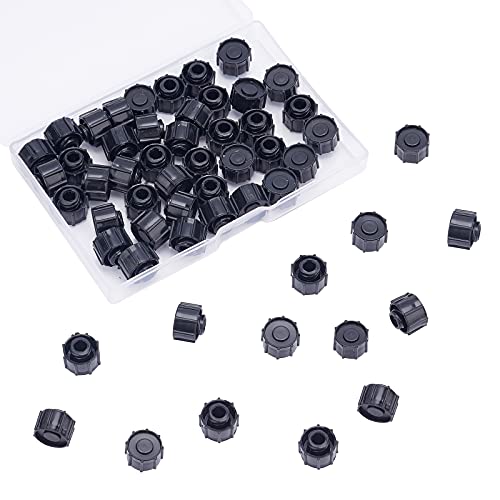 OLYCRAFT 50 Pieces Sealing Caps for Disposable Syringes Syringe Tip Caps Luer Lock Tip Syringe No Needle Tip Cap for Feed Pipes Black Syringe Cap with Transparent Container Black cylinder lace cap