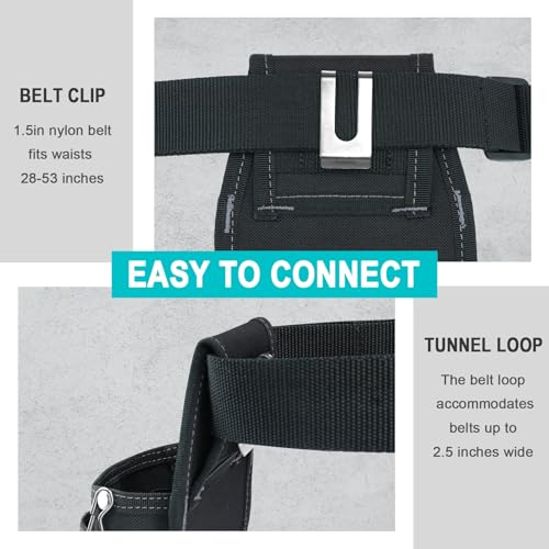 KUNN Tool Pouch,7-Pocket Electrician Pouch with Belt Clip & 2-Inch Work Tool Belt