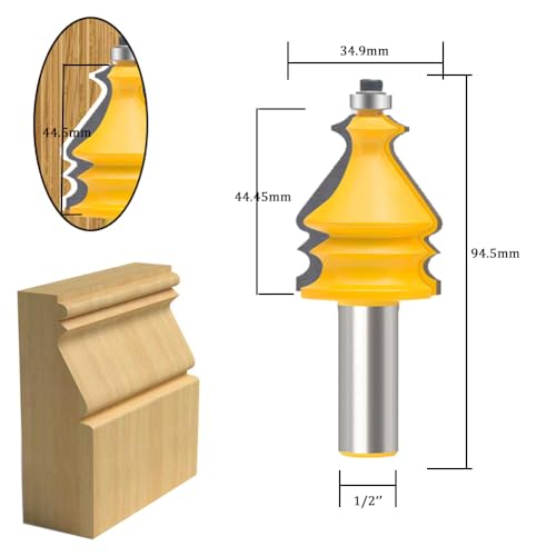 TAIWAIN Router Bit Set 1/2 Inch Shank 5PCS Tongue Groove Edging Router Bits Sets, Raised Panel Wood Milling Cutter Tool Door Drawer Cabinet Woodworking Miter Carbide CNC Cutting Tool (6) 6