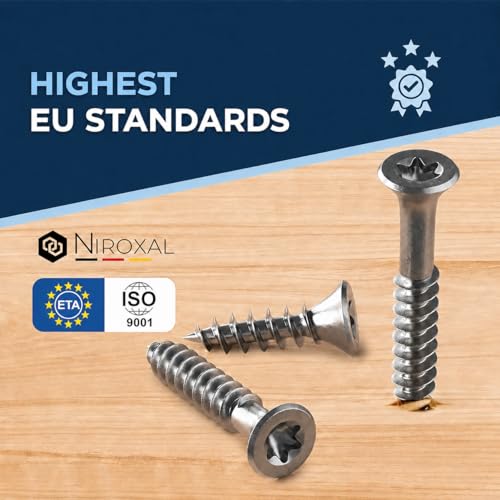 #14-2-1/4″ Exterior Wood & Fence Screws 6x55mm Stainless Steel Flat Head Deck Screws Partial Thread 6mm Strong 55mm Long 200 Pieces Rust Resistant A2 55 mm ≈ 2.17 in