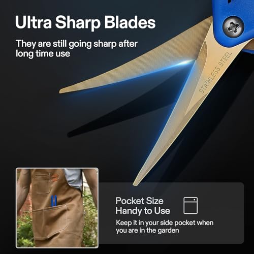 VIVOSUN Heavy Duty 2-in-1 Trimming Tray and Curved Gardening Scissors 6.5 Inch Hand Pruner Shear with Titanium Coated Blades 1-Pack