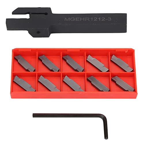 Dioche Parting Tool Metal Lathe, MGEHR1212-3 Lathe Parting Tool, Lathe Cut Off Grooving Parting Tool Holder with 10pcs Inserts